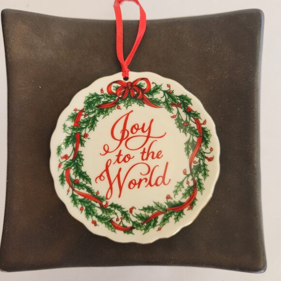 Vintage Dicksons Christmas Ornament Mini Plate Joy To The World Ceramic Round - Picture 3 of 5